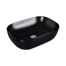 Eros SMILE 3 - PULTRA ültethető - Top Counter - porcelán mosdó - MATT FEKETE - 46,5 x 32,5 x 13 cm