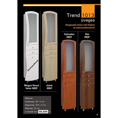 GT1013 TREND Üveges  M39 2F 1 szennyes tartóval magas állószekrény  GUIDO