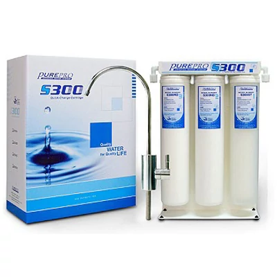 PurePro pult alatti víztisztító, 3 szűrős. QUICK CHANGE (QC) csatlakozós, kompakt szűrők 2,5" S-SZETT-3