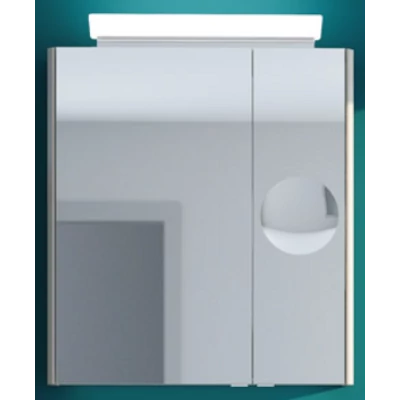 MIRROR BOX CUT  75 fürdőszoba tükör szekrénnyel 55cm-es led világítással + powerbox+ piperetükör+ 4 extra TBOSS
