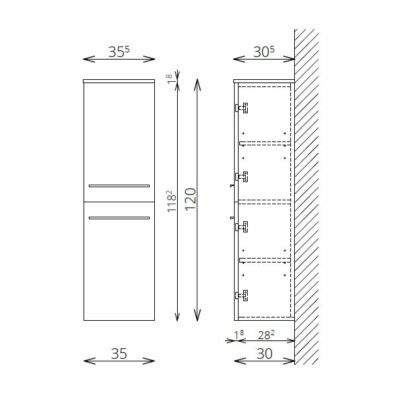 DANA F120 2 ajtó FALI kiegészítő Fürdőszobaszekrény TBOSS