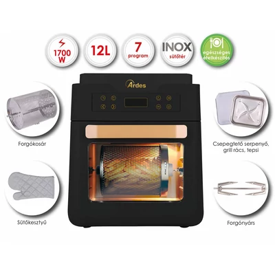 ARDES 1K3000 12 literes Air Fryer forrólevegős sütő, olajsütő - forgókosárral