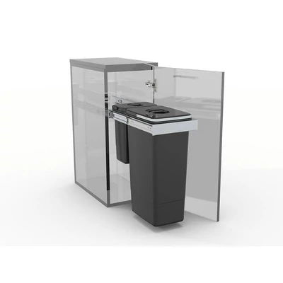 EKOTECH - Beépíthető hulladékgyűjtő SMART Inox 1x26 liter+1x7 liter lágyan záródó