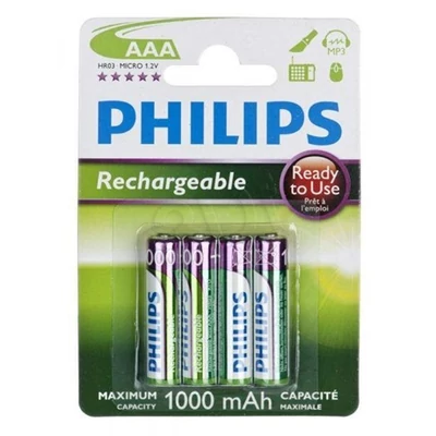 Philips ELEM TÖLTHETŐ AAA 1000 mAh 4-BLISZTER (READY TO USE) R03B4RTU10/10
