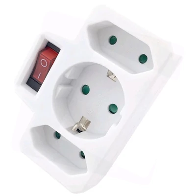 Entac HÁLÓZATI ADAPTER 3 ALJZAT (1 FÖLDELT, 2 EURO) KAPCSOLÓVAL EPAG-1EE2E-SW