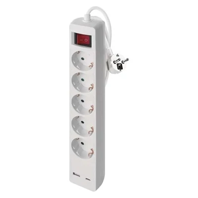 Emos HOSSZABBÍTÓ 3 M / 5 ALJZAT / KAPCSOLÓS / USB A + C / 1,5 MM2 P1523CU