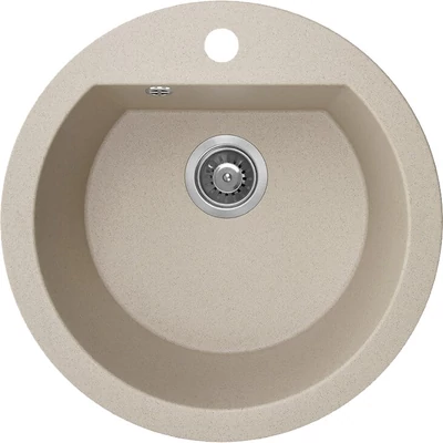 Laveo DAFNE egykör bézs mosogató csaplyukkal, helytakarékos szifonnal