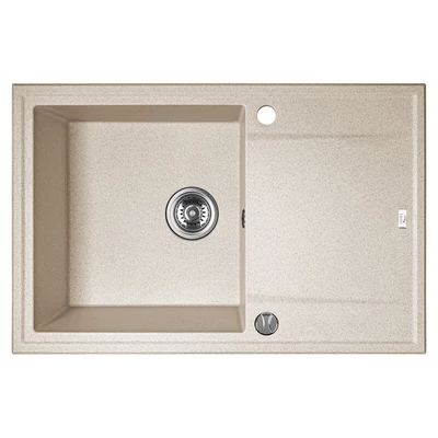 Laveo MEGALO csepptálcás bézs mosogató dugókiemelős helytakarékos szifonnal