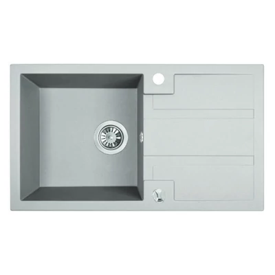 Laveo BARBADOS fehér csepptálcás mosogató dugókiemelős helytakarékos szifonnal