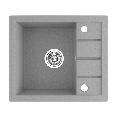 Laveo RINA MINI csepptálcás mosogató, szürke, automata dugókiemelős, helytakarékos szifonnal