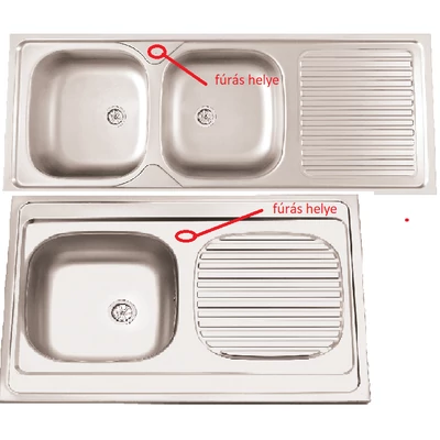 Rozsdamentes mosogató Csaplyuk lyukasztás medence (ék) bal oldalon