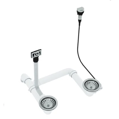 EVIDO lefolyó dugókiemelővel, kétmedencés mosogatóhoz