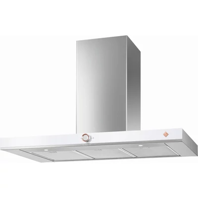 De Dietrich fali páraelszívó, kürtős, 90 cm, inox/fehér üveg front/réz díszítés