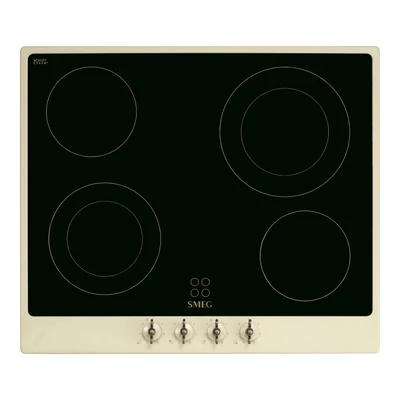 SMEG KERÁMIA FŐZŐLAP, Colonial design, 60 cm, 4 főzőzóna, bézs