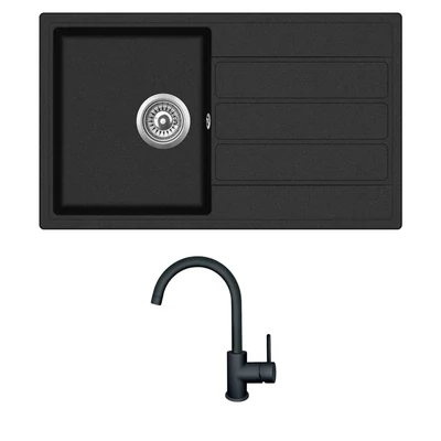 EVIDO Easy 45S gránit mosogató, 760 x 440 mm, antracit + EVIDO LANA csaptelep, fekete