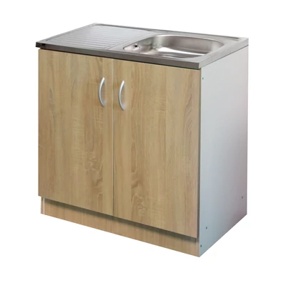 Komplett mosogató szekrény 80x50, nyílóajtós, 1med.tál, sonoma front