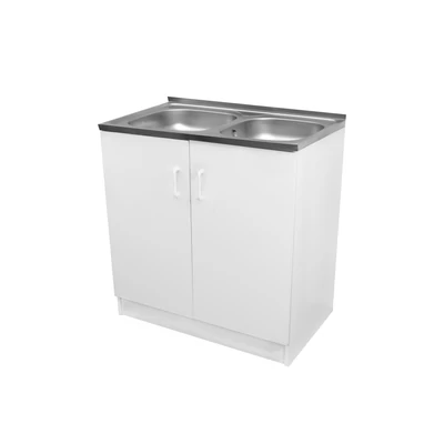 Komplett mosogató szekrény 80x50, nyílóajtós, 2med.tál, fehér front