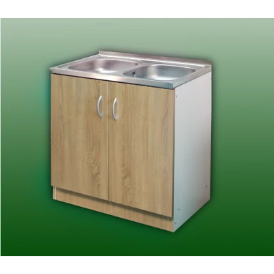 Komplett mosogató szekrény 80x50, nyílóajtós, 2med.tál, sonoma front