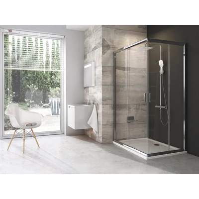 Sarok zuhanykabin egyedi méretben  BLRV2K+BLRV2K 87,5x87,5 cm, m.190 cm krómhatású+transparent