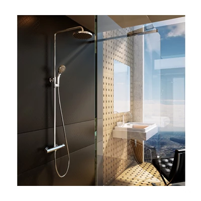 Zuhanyoszlop termosztátos csapteleppel, állítható fej- és kézizuhannyal TE 091.00CR, króm