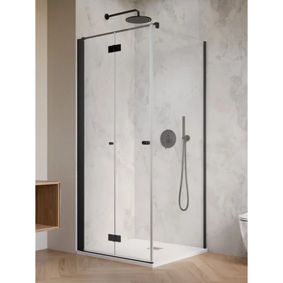 Nes Black KDJ-B szögletes fekete zuhanykabin 90x100 átlátszó balos