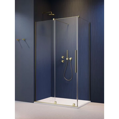 Furo Brushed Gold KDJ szögletes szálcsiszolt arany zuhanykabin 100x110 balos átlátszó