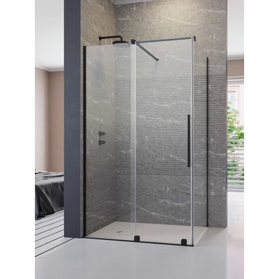 Furo Black KDJ szögletes fekete zuhanykabin 120x80 átlátszó balos