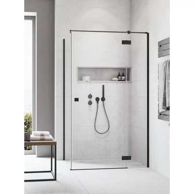Essenza Black KDJ szögletes fekete zuhanykabin 90x90 átlátszó jobbos