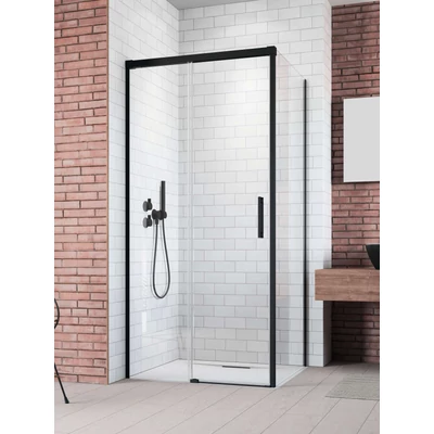 Idea Black KDJ szögletes fekete zuhanykabin 130x80 átlátszó jobbos
