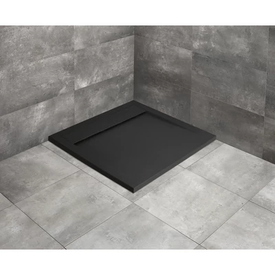 Teos C szögletes lapos fekete zuhanytálca 90x90 fekete, ajándék szifonnal