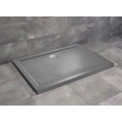 Doros Stone D szögletes lapos antracit zuhanytálca 100x80 antracit, ajándék szifonnal