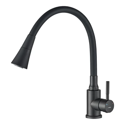 LAVEO SELVA zuhanyváltós rugalmas tömlős fekete csaptelep