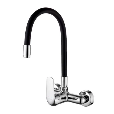 LAVEO ELZA fali csaptelep rugalmas tömlővel, matt fekete / króm K.