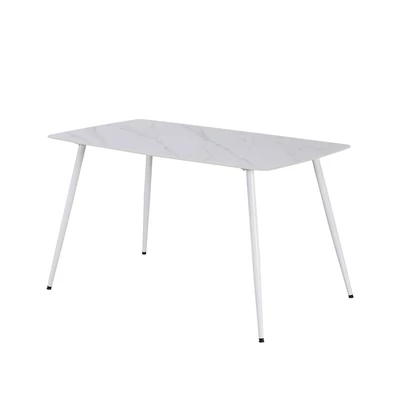 Bora 140 cm szögletes szinterezett kő étkezőasztal fehér