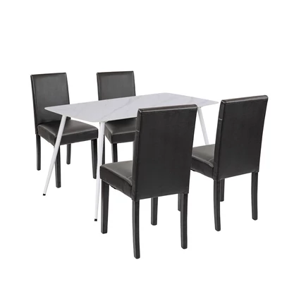Megan 4+1 étkező garnitúra fehér-fekete