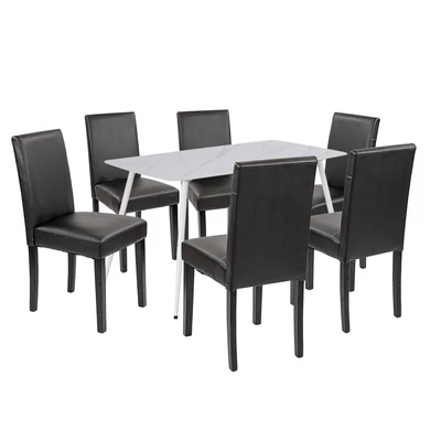 Megan 6+1 étkező garnitúra fehér-fekete