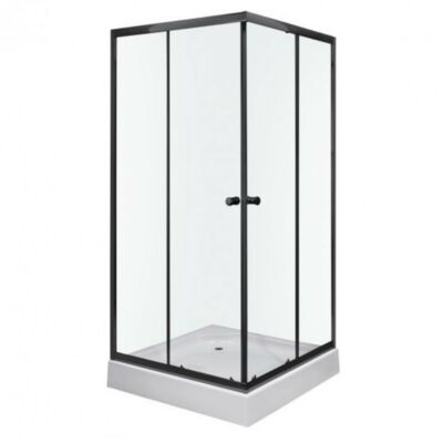 Olga SQ Black 80x80 cm szögletes zuhanykabin zuhanytálcával