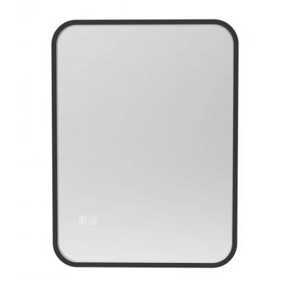 Viva AURA DELTA fürdőszoba tükör - hókuszpókusz kapcsoló - FEKETE - LED - SZÖGLETES - 60 x 65 cm