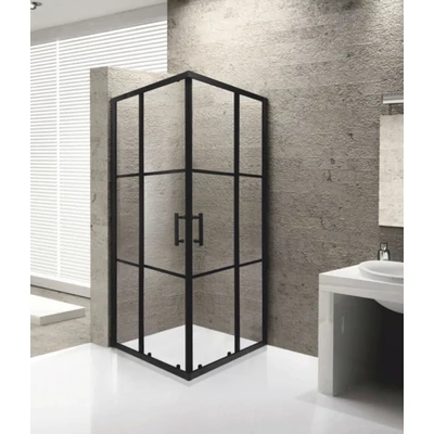 Viva AQUA - FEKETE mintás - FEKETE keretes - zuhanykabin - 90 SZÖGLETES - 6 mm üveg - 90 x 90 x 190