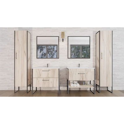 TMP IRON fürdőszobai tükör - FEKETE keret - szögletes - 85 x 68 cm