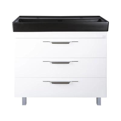 TMP TRIO 100D álló fürdőszobabútor - CeraStyle SHARP FEKETE DUPLA csaplyukas mosdóval - 100 x 48 cm