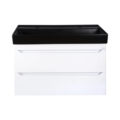 TMP SHARP 100D fali fürdőszobabútor - CeraStyle SHARP FEKETE DUPLA csaplyukas mosdóval - 100 x 48 cm